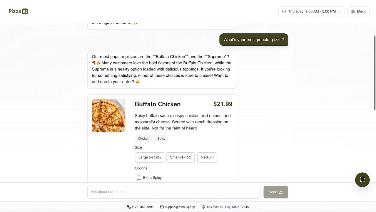 Raglie live demo — an AI assistant that answers, takes orders, and completes the sale